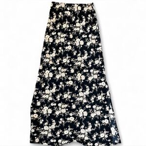 Altar'd State Black Maxi Skirt with Cream Floral Print